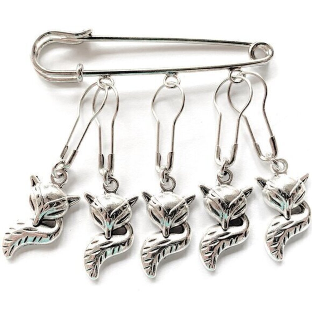 Silver Fox Stitch Markers for Knitting Crocheting Handmade in USA